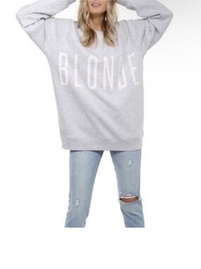 Brunette The Label "Blonde" Scoop Neck Sweatshirt in Light Gray